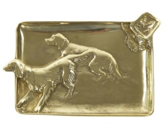 Пепельница "Охотничьи собаки" 9х12см (латунь, золото) Италия