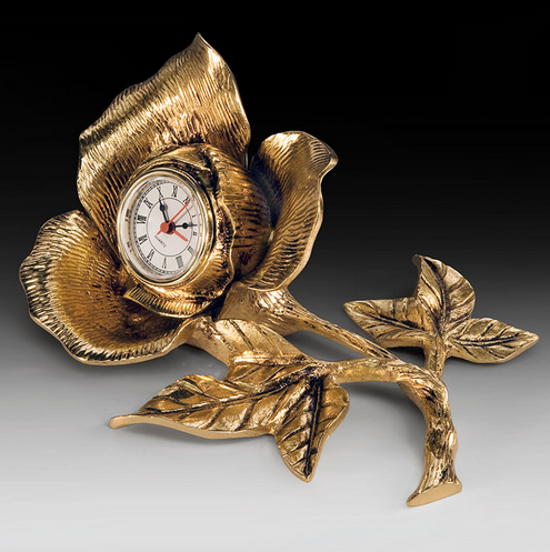 Часы настольные "Роза" 22х17см (бронза, золото) Испания