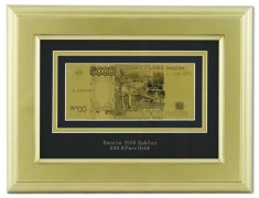 Картина панно БАНКНОТА 5000 рублей в золотой деревянной рамке
