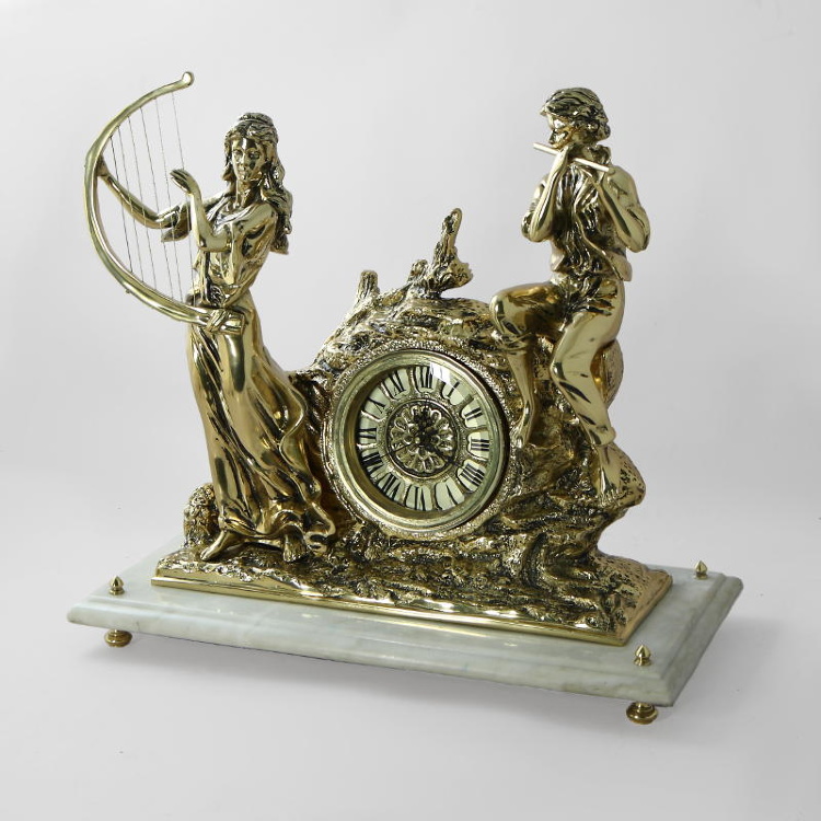 Часы каминные бронзовые "Бродячие музыканты" (Португалия)