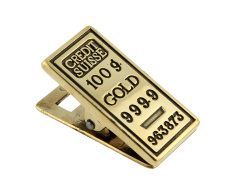 Зажим для бумаг "Золотой слиток" 3,5х10,5см (латунь, золото) Италия