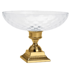 Фруктовница со стеклянной чашей на ножке "Классика" (золотая латунь) Италия