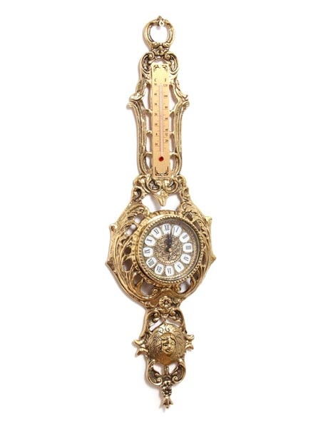 Часы с термометром настенные 57см (латунь, золото) Италия
