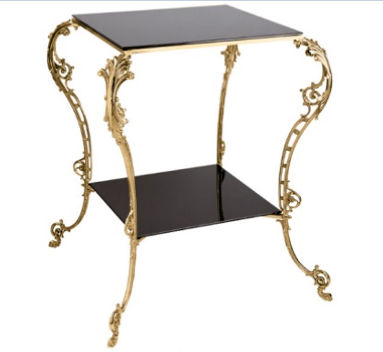 Столик интерьерный с черным стеклом "Элизабет" 67хh76см (латунь, золото) Италия