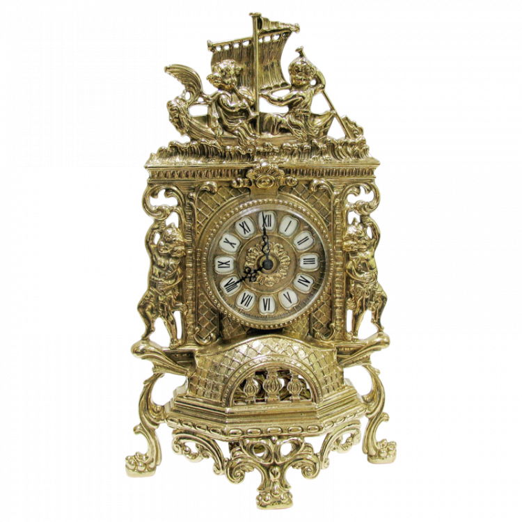Часы каминные фасадные "Амуры" 40х24х13см (латунь, золото) Италия