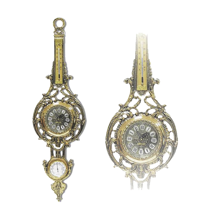 Настенные часы с термометром и гигрометром "Эль Торо" 80см (латунь, золото) Италия