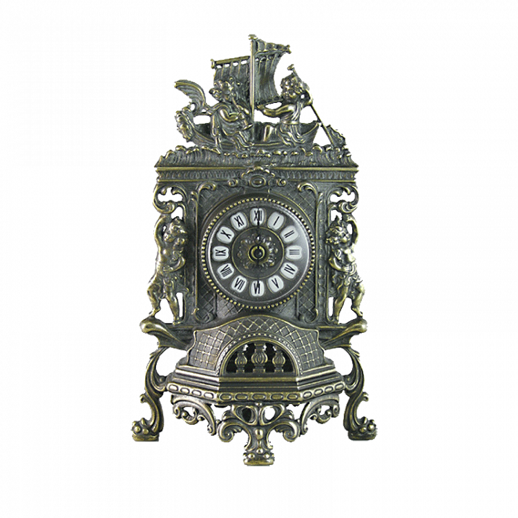 Часы каминные фасадные "Амуры" 40х24х13см (латунь, антик) Италия