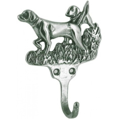 Вешалка-крючок настенная "Охота" 8х10см (латунь, серебро) Италия