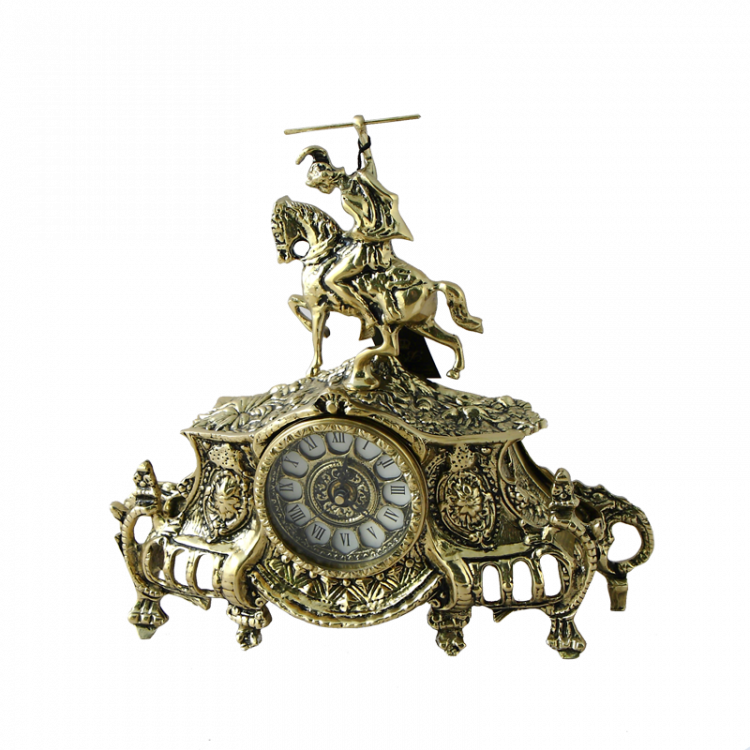 Часы каминные бронзовые "Победитель" 30x33x11см (бронза, золото) Португалия