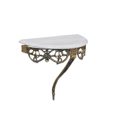Консольный столик настенный "Гамзатти" 49х54х27см c мраморной столешницей (бронза, золото) Португалия