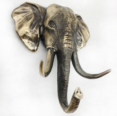 Вешалка-крючок "Голова слона" h10х9х6см (бронза, антик)