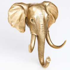 Вешалка-крючок "Голова слона" h10х9х6см (бронза, золото)