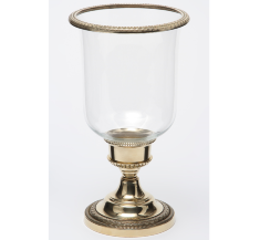 Подсвечник на 1 свечу "Глацио" 16х31см стеклянный плафон (латунь, золото) Италия