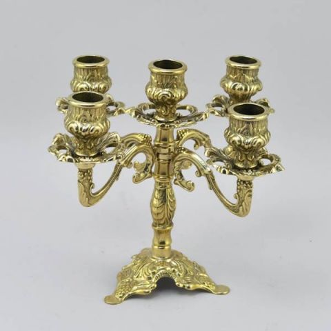 Канделябр на 5 свечей "Трилистник" (золотая латунь)