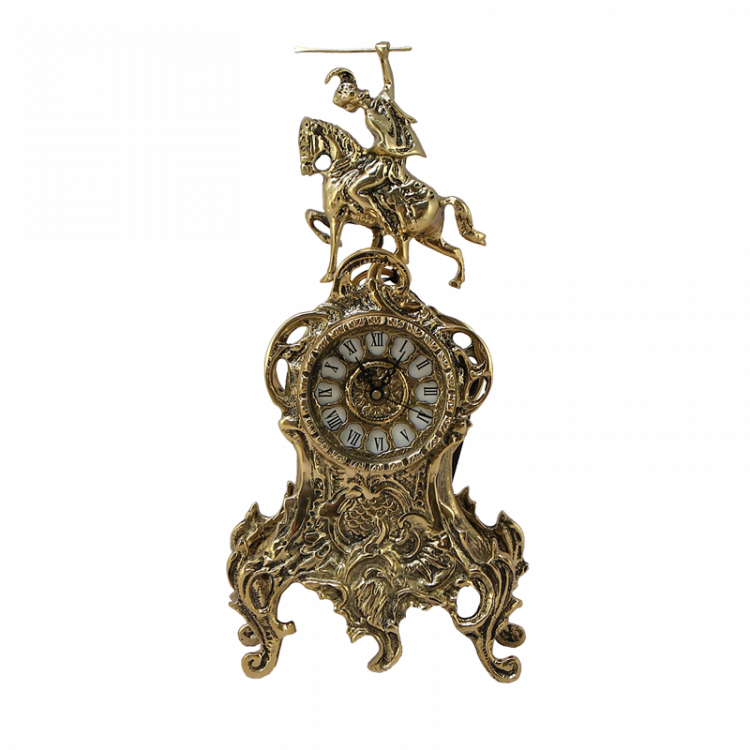 Часы каминные "Рыцарский турнир" 38х18х8 см (бронза, золото) Португалия