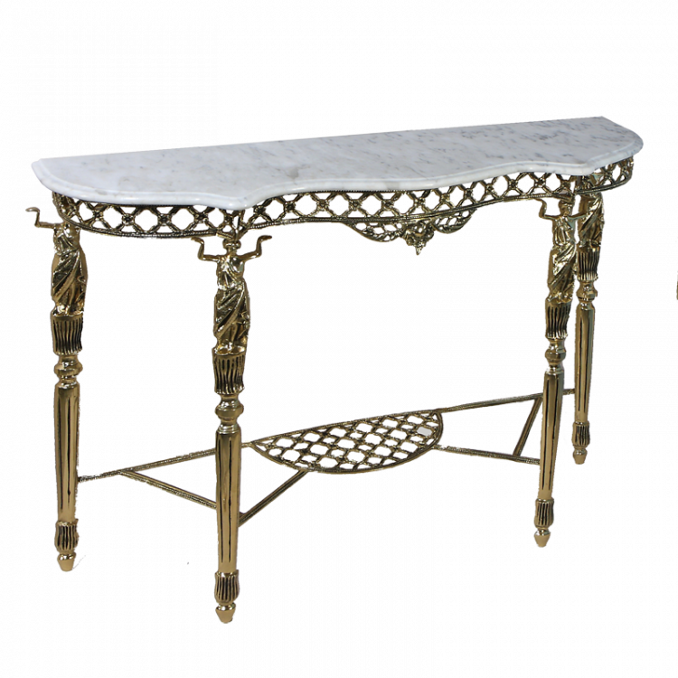 Консольный столик "Луиджи" 83x113x34см с мраморной столешницей (бронза, золото) Португалия