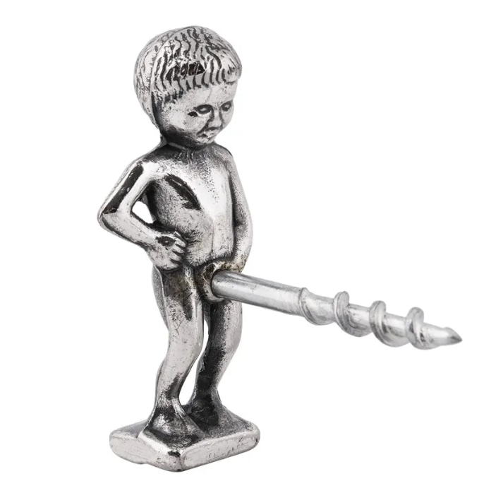 Штопор "Мальчик с пальчик" 8х3,5см (латунь, серебро) Италия