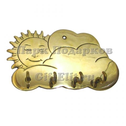 Вешалка-ключница настенная "Солнечный день" 19х11см  (латунь, золото) Италия