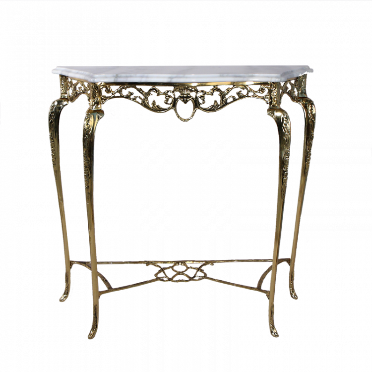 Консольный столик "Алиджо" h82х88х31см с мраморной столешницей (бронза, золото) Португалия