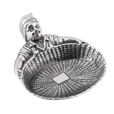 Корзинка для мелочей, конфетница 14х11х5см (латунь, серебро) Италия
