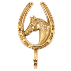 Крючок для одежды настенный "Лошадь с подковой" (золотая латунь)