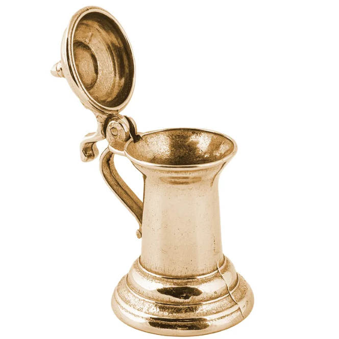 Статуэтка-миниатюра "Кружка пивная с крышкой" h8х6х5 см (латунь, золото) Италия Alberti Livio