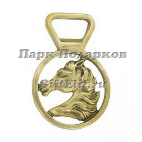 Открывалка "Лошадь в медальоне" 7х10см (золотая латунь) Италия