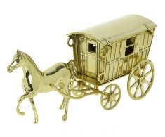Статуэтка-шкатулка &quot;Лошадь с повозкой&quot; 14х33см (латунь, золото) Италия