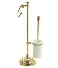 Ершик напольный с держателем для туалетной бумаги &quot;Спираль&quot; 57х20см  (латунь, золото) Италия