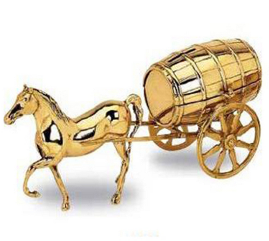  Статуэтка-копилка "Лошадь с бочкой" 14х30см (латунь, золото) Италия