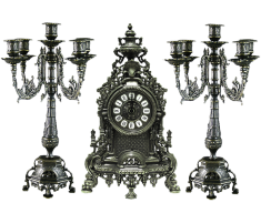 Набор Каминные часы h41 с канделябрами h39 &quot;Лигурия Люкс&quot; (латунь, антик) Италия​