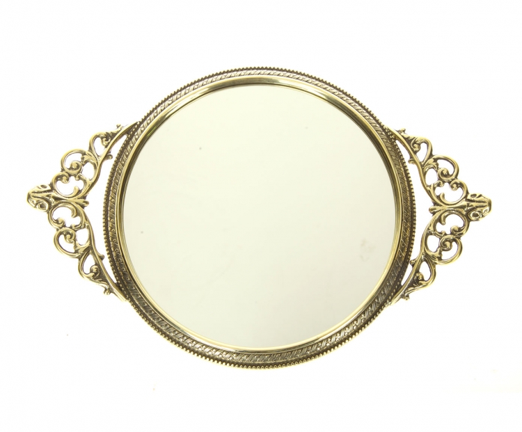 Поднос "Вальтер" 34х25см круглый зеркальный (латунь, золото) Италия