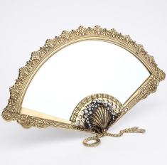 Зеркало настольное "Веер Престиж" 40х22см (латунь, золото, стразы) Италия